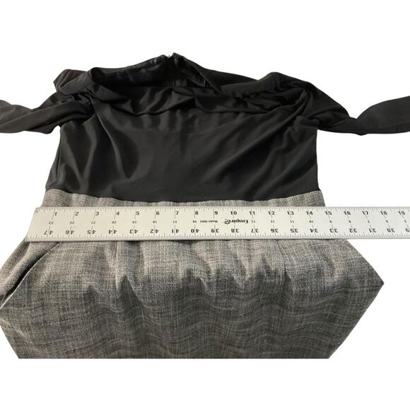 Tahari Arthur S. Levine Dress Womens 8 Black Gray Cowl Neck 3/4 Sleeve Sheath - Picture 5 of 10